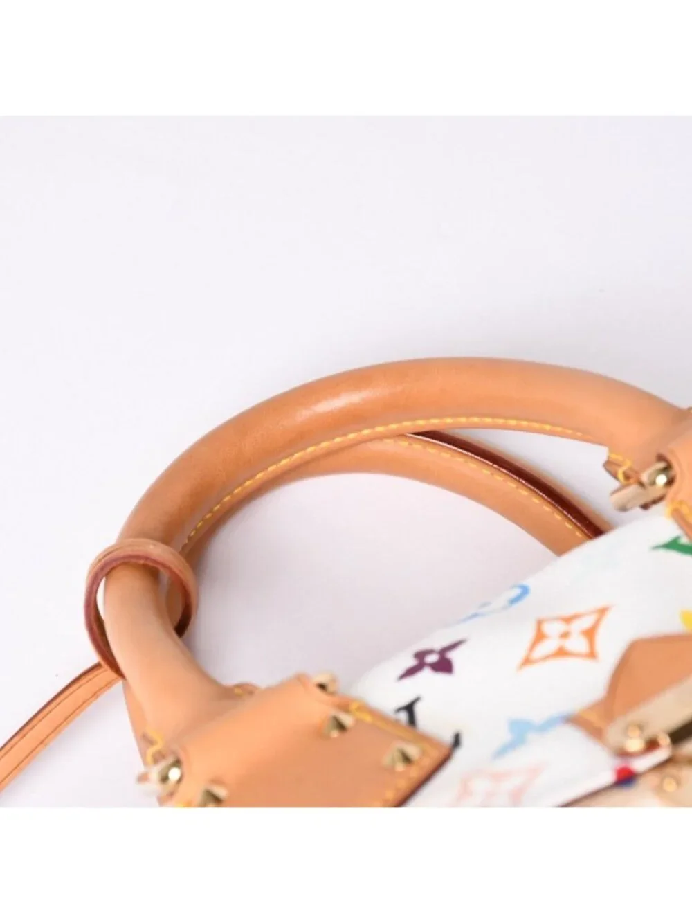 Louis Vuitton Speedy 30 Handbag Monogram Multicolor Takashi Murakami White